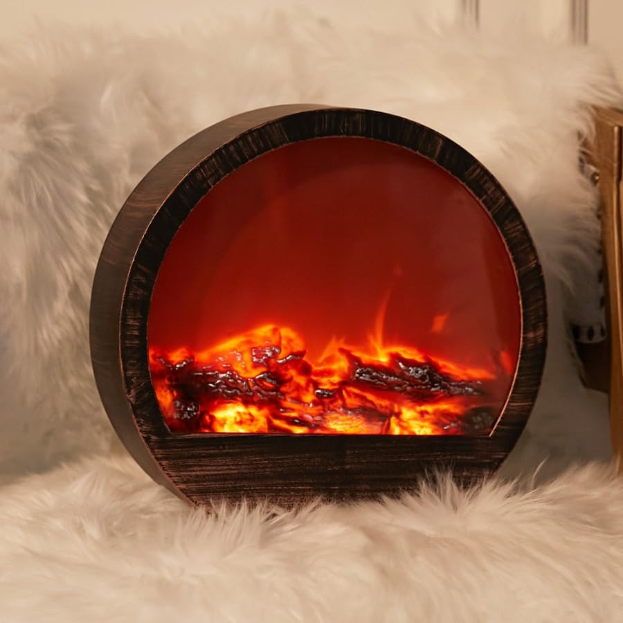 Portable Tabletop LED Fireplace – Realistic Flame Simulation Decorative Mini Fireplace for Home, Office & Holiday Ambiance