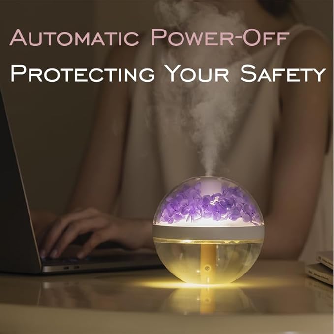 Flower Humidifier β Cute USB Cool Mist Humidifier with LED Night Light for Bedroom