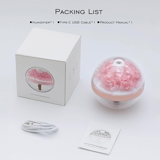 Flower Humidifier β Cute USB Cool Mist Humidifier with LED Night Light for Bedroom