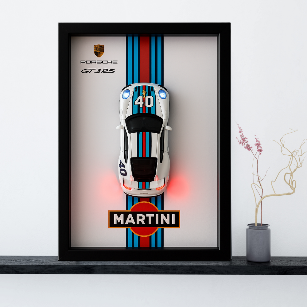 Porsche GT3RS Martini 3D Supercar Wall Art – Diecast Car 1:32 Model