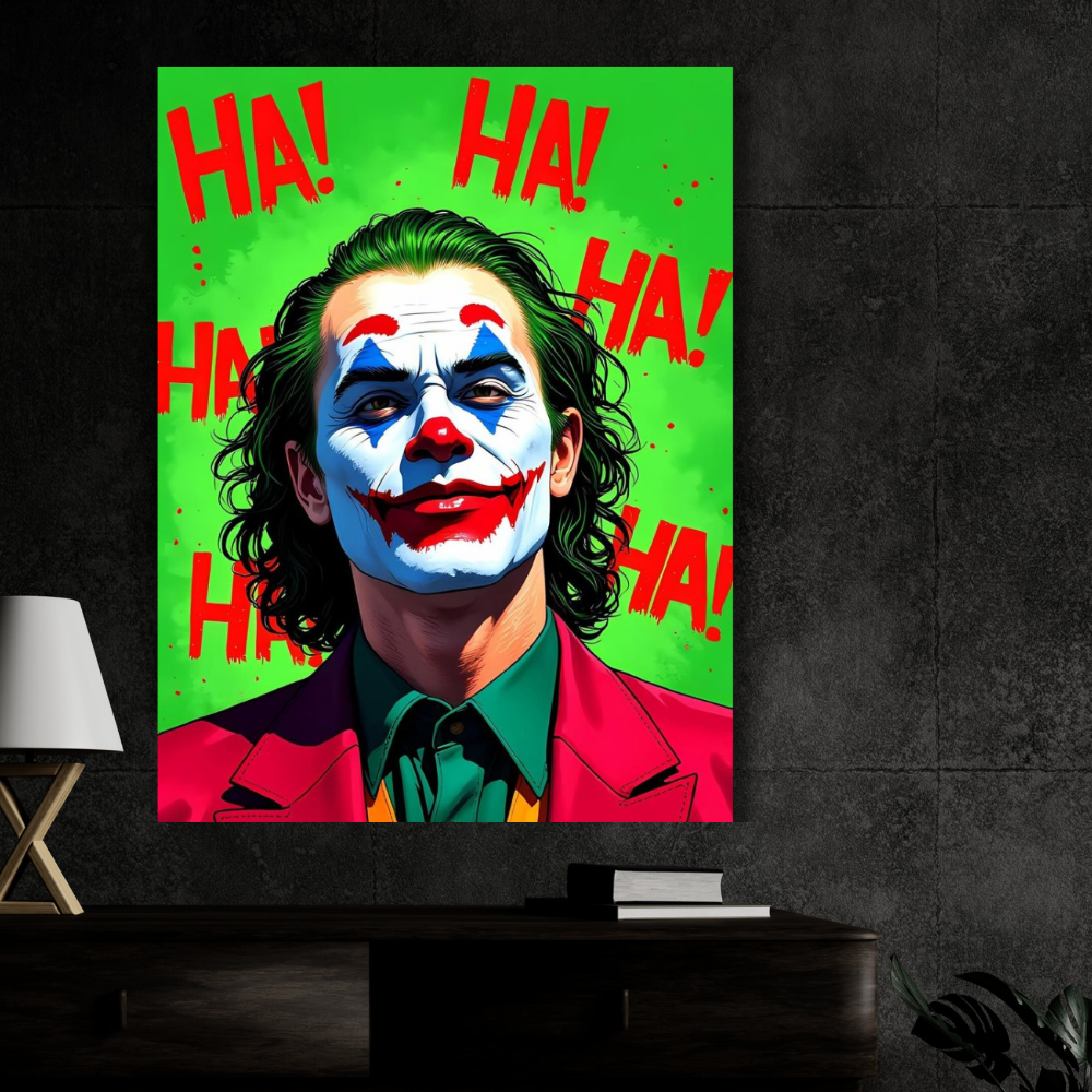 Premium Glossy Aluminium Metal Poster – Joker-Inspired Iconic Villain Artwork | HD Printed Aluminium Wall Decor for Bedroom, Gaming Room, Office & Studio | Waterproof, Fade-Proof Stylish Wall Frame