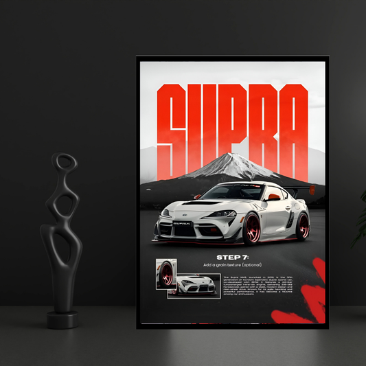 Toyota Supra Framed Car Wall Art – Premium Automotive Decor for Car Enthusiasts