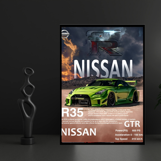 Nissan R35 Framed Car Wall Art – Premium Automotive Decor for Car Enthusiasts