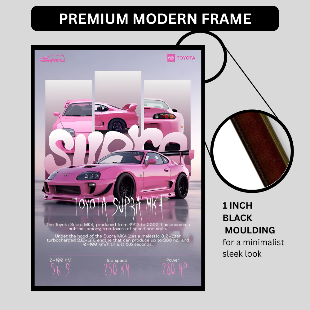 Supra MK4 Framed Car Wall Art – Premium Automotive Decor for Car Enthusiasts