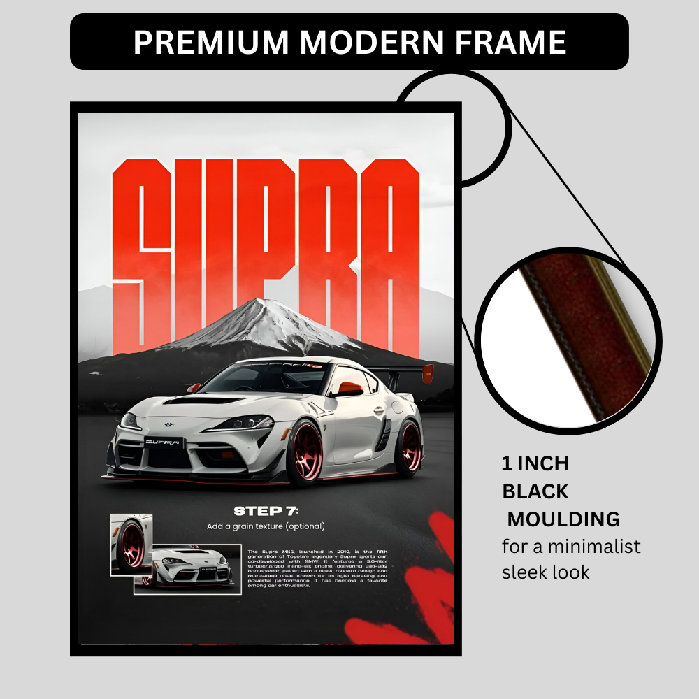 Toyota Supra Framed Car Wall Art – Premium Automotive Decor for Car Enthusiasts