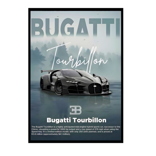 Bugatti Tourbillon Car Wall Art – Premium Automotive Decor for Car Enthusiasts