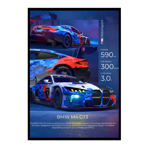 BMW M4 GT3 Car Wall Art – Premium Automotive Decor for Car Enthusiasts