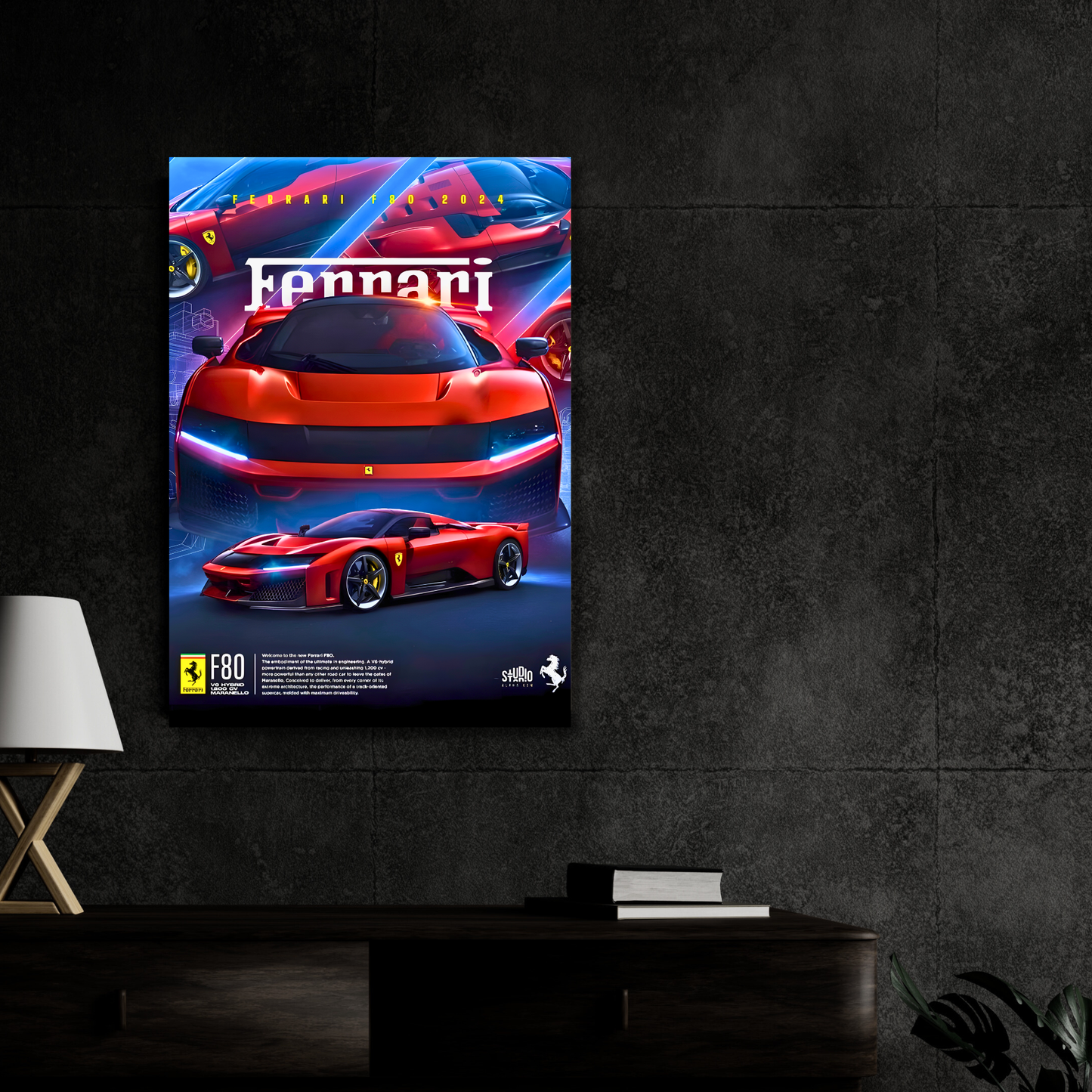 Ferrari F80 Hypercar Poster Wall Art | Ferrari Supercar Aesthetic Poster for Gaming Room, Bedroom & Office | Premium Automotive Decor Print