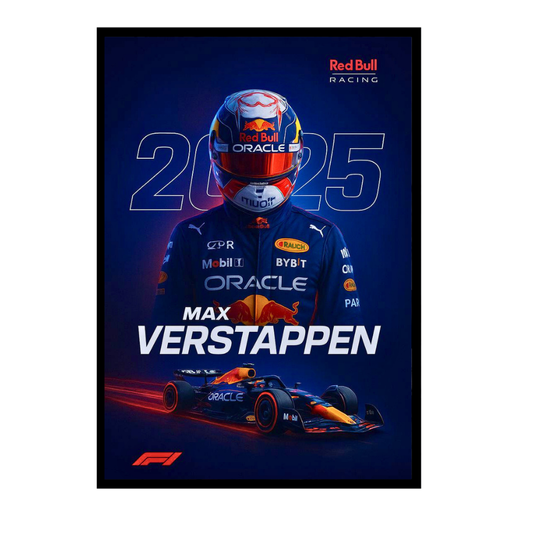 Premium Max Verstappen 2025 2D Car Frame – Formula 1 Wall Art for Racing Fans & Collectors | Red Bull Racing Inspired Decor