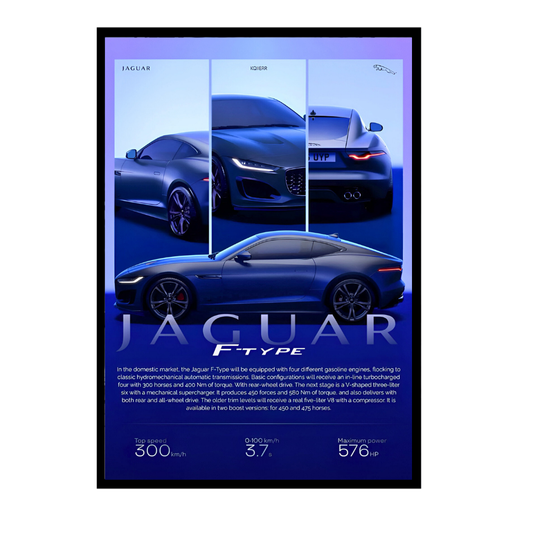 Jaguar F-Type Framed Car Wall Art – Premium Automotive Decor for Car Enthusiasts
