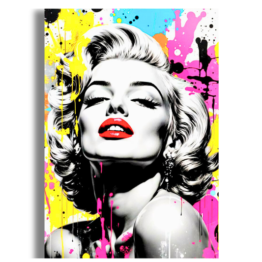 Iconic Glamour Muse Pop Art Wall Poster | Marilyn Monroe Inspired Modern Art Print | Bold Color Splash Portrait | Premium Glossy Wall Decor
