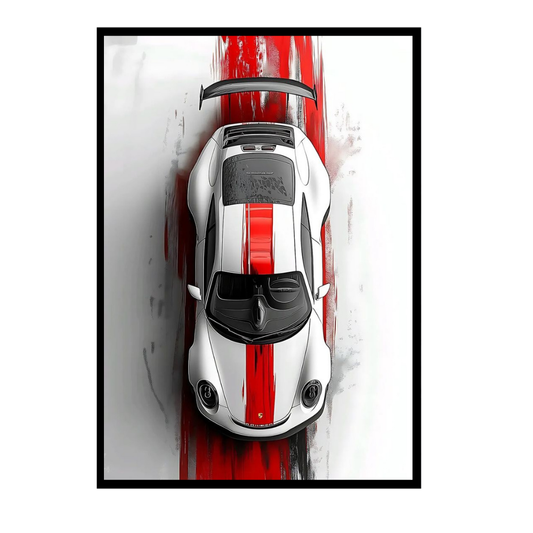 Premium 2D Car Art Frame – Ferr@ri-Inspired Supercar Design | A4 Size High-Gloss Wall Frame | Modern Luxury Automotive Décor for Home, Office & Studio