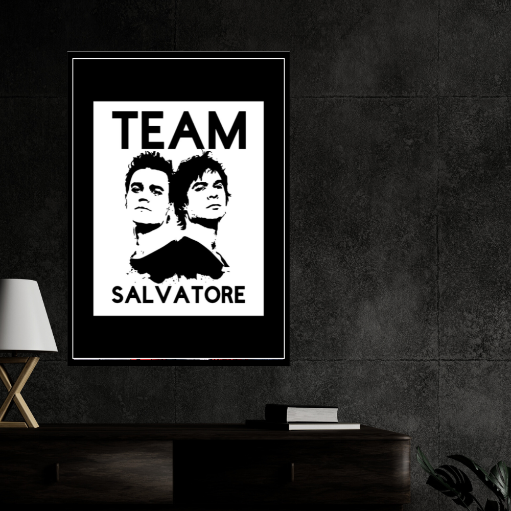 Team Salvatore Inspired Twin Portrait 2D Framed Wall Art Poster | Gothic TV Series Aesthetic | HD Gloss Finish Black & White Wall Frame for Bedroom & Studio Décor