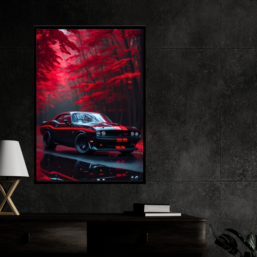 Dodge Challenger Framed Car Wall Art – Premium Automotive Decor for Car Enthusiasts