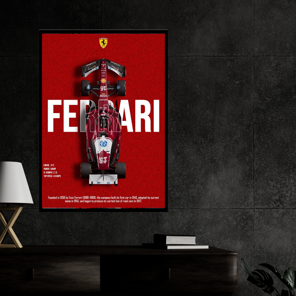 FERRARI F1 Car 2d Wall Art – Premium Automotive Decor for Car Enthusiasts