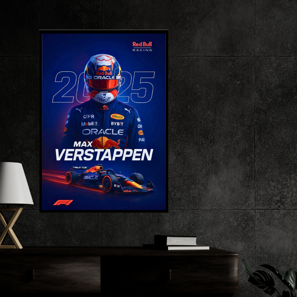 Premium Max Verstappen 2025 2D Car Frame – Formula 1 Wall Art for Racing Fans & Collectors | Red Bull Racing Inspired Decor