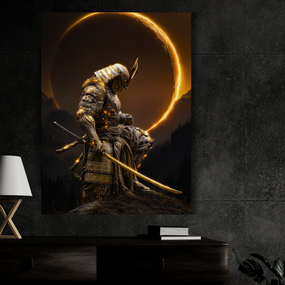 Golden Samurai Warrior Poster | Japanese Samurai Wall Art | Dark Fantasy Warrior Poster for Bedroom, Gaming Room & Office | Premium Glossy Print