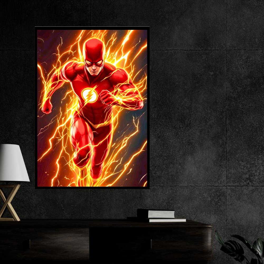 Premium The Flash Wall Art – Aesthetic 2D Frame for Home & Office Decor | DC Superhero Collectible