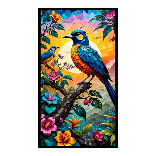 Vibrant Tropical Bird Wall Art A4 Premium 2D Glossy Frame – HD Colorful Nature & Floral Artwork | Modern Decorative Poster for Living Room, Bedroom & Office Décor