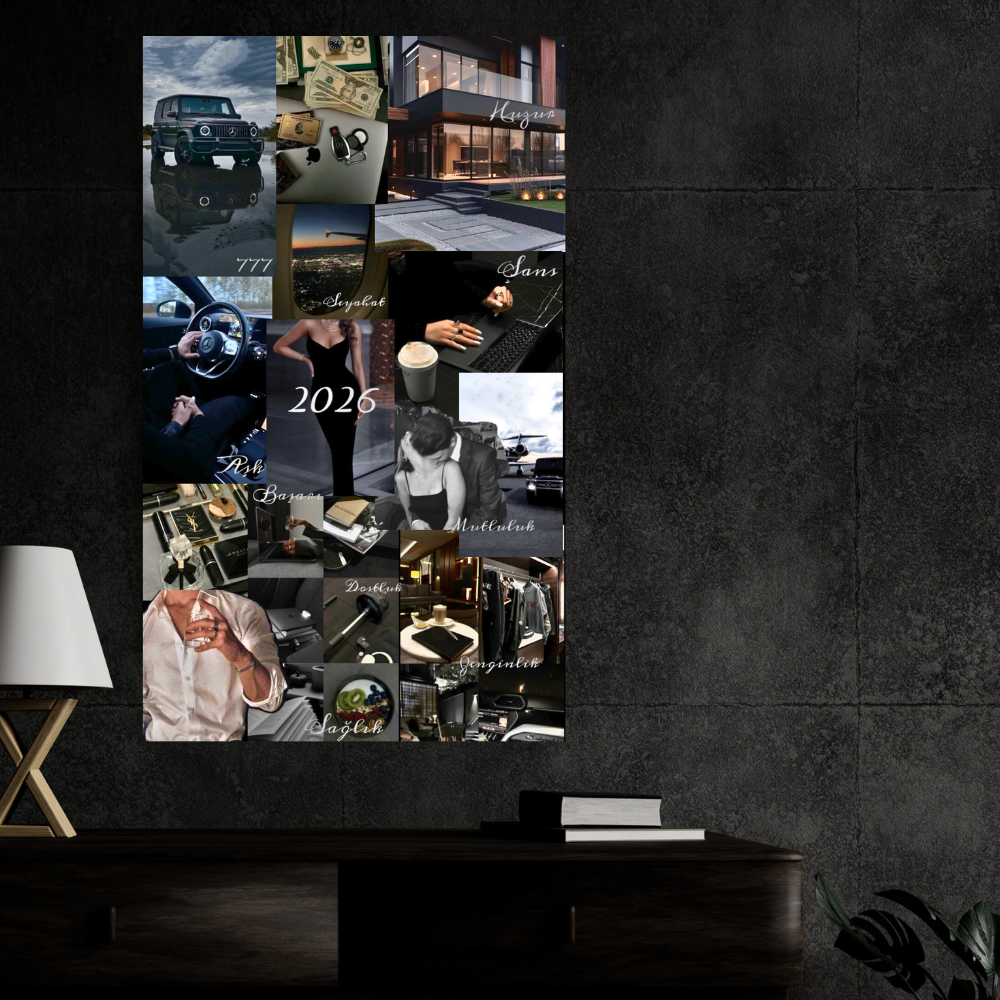 2026 Wealth Vision Board Poster | Luxury Success & Discipline Mindset Wall Art | Manifestation & Motivation Dream Board | High-Gloss Premium HD Frame