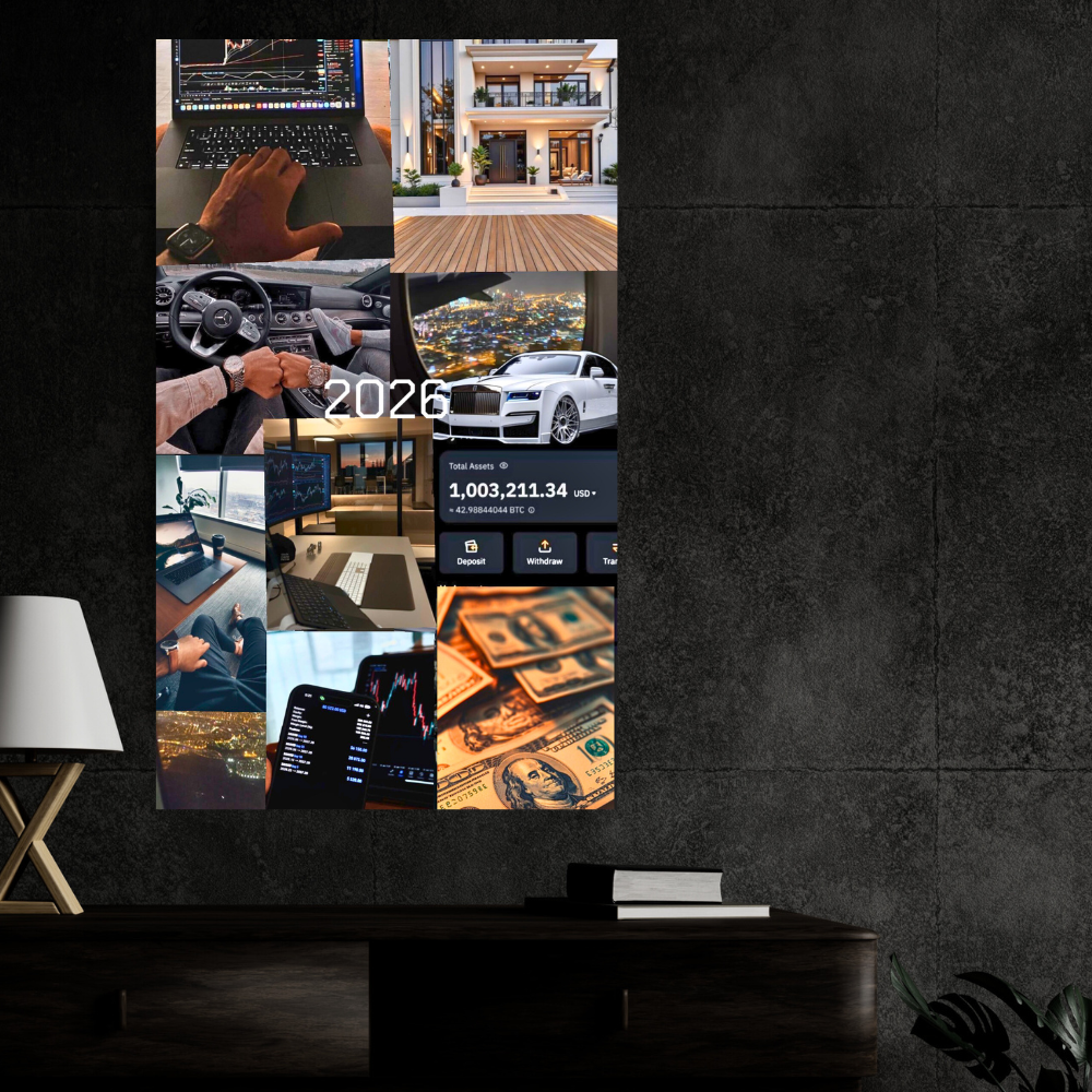 2026 Vision Board Poster | Manifestation & Motivation Wall Art | Discipline, Success & Wealth Mindset Goals | Luxury Lifestyle Dream Board | High-Gloss HD Wall Frame
