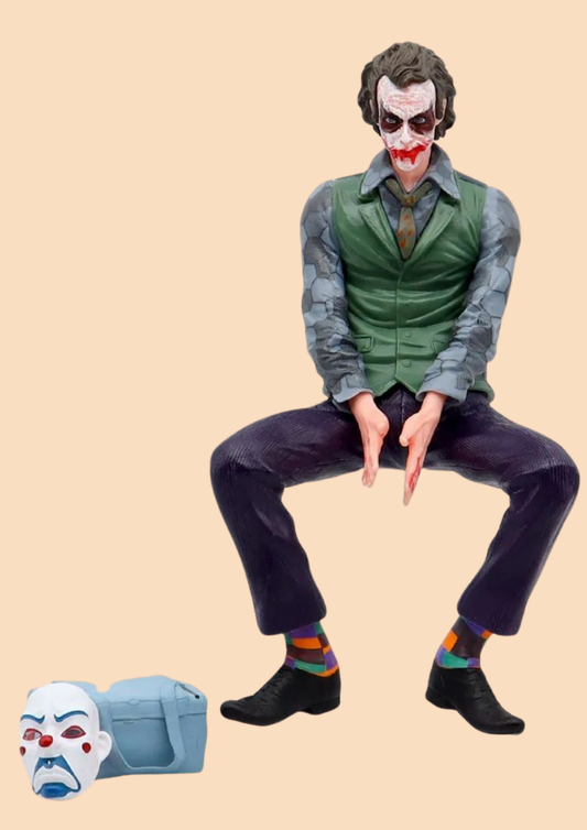 28cm Joker Action Figure – PVC Anime Collectible Figurine in Sitting Pose | Large Decorative Model Toy for Fans, Desk & Room Decor, Unique Gift for Collectors