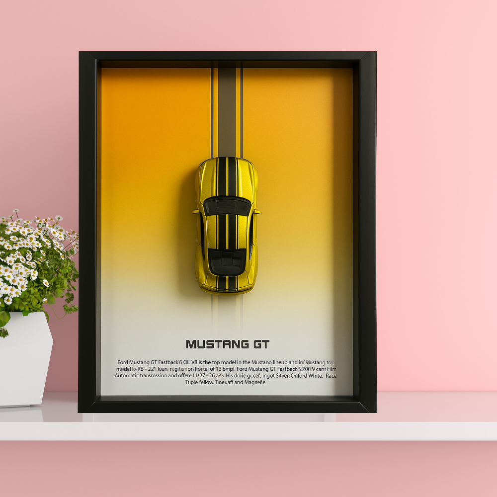 Ford Mustang GT Diecast Car Frame 1:64 – 3D Wall Art