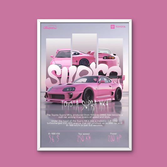 Supra MK4 Framed Car Wall Art – Premium Automotive Decor for Car Enthusiasts