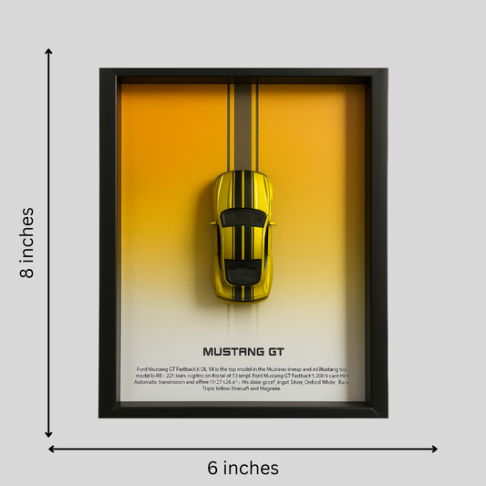 Ford Mustang GT Diecast Car Frame 1:64 – 3D Wall Art