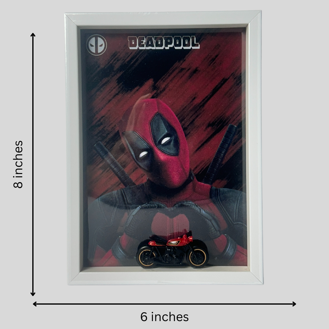 Deadpool Diecast Bike Frame with Hot Wheels – Marvel | Limited Edition Display