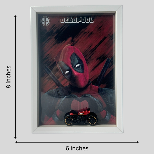 Deadpool Diecast Bike Frame with Hot Wheels – Marvel | Limited Edition Display