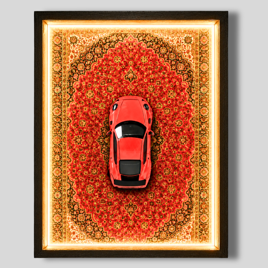 Premium Majorette Porsche 911 gt3 RS Car Shadow Box Frame with LED Light | Luxury Red Supercar Wall Art Frame for Home Décor | Premium Black Shadowbox Frame | Car Lover Gift | Office & Gaming Room Decoration