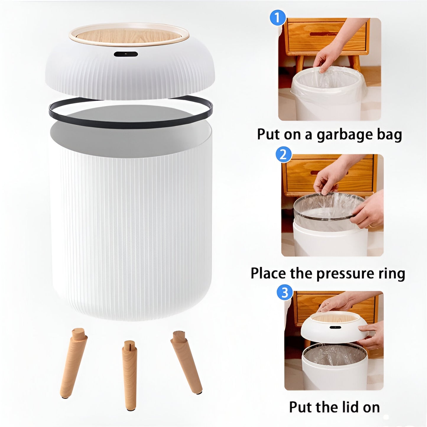 Smart Sensor Trash Can with Lid – Modern Touchless Dustbin for Bathroom & Kitchen ( 12L)