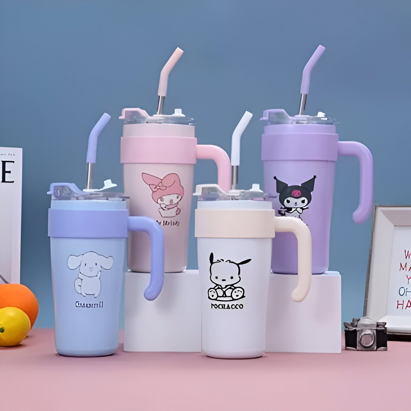 Sanrio-Themed Coffee Tumbler – Cute Double Wall Insulated Travel Mug with Lid | Hello Kitty, Kuromi & Friends Edition