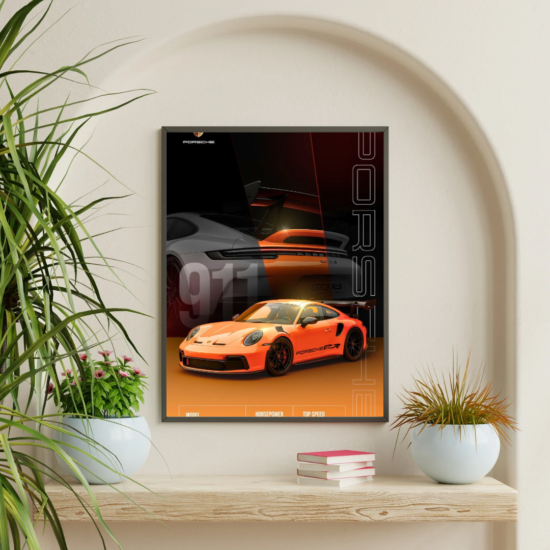 PORSCHE 911 GT3 RS Car Wall Art – Premium Automotive Decor for Car Enthusiasts