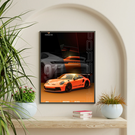 PORSCHE 911 GT3 RS Car Wall Art – Premium Automotive Decor for Car Enthusiasts