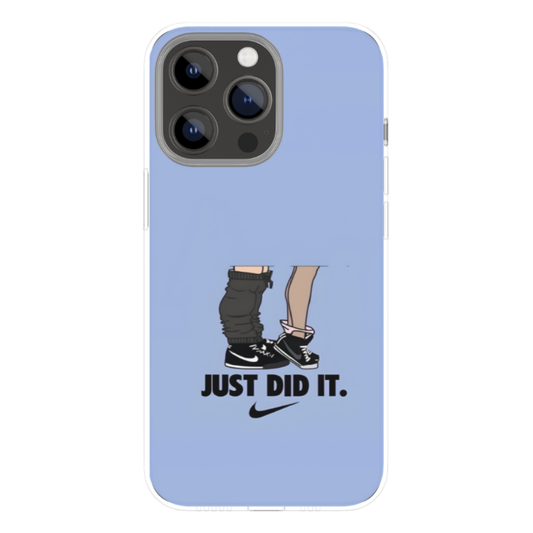 Minimal Couple Silhouette “Just Did It” Inspired Phone Case – Premium Metal Back Slim Protective Cover, Aesthetic Street Style Design for All Smartphone Models