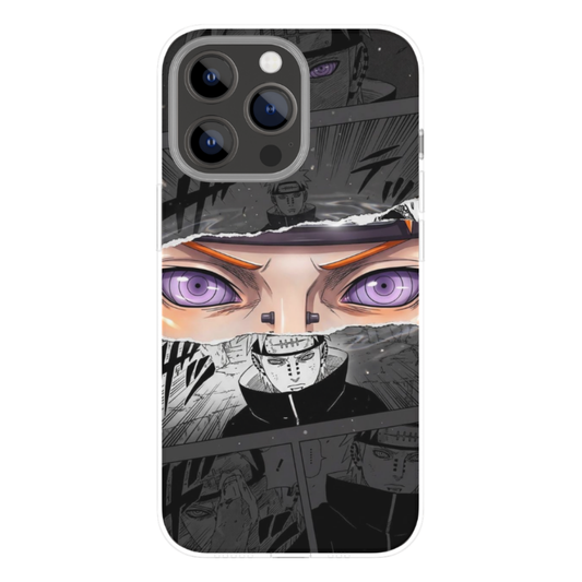 Naruto Inspired Pain Anime Phone Case – Purple Rinnegan Eye Manga Art Design Shockproof Back Cover, Premium HD Print, Compatible with All Smartphone Models