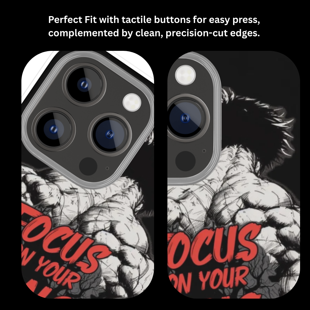 Motivational Quote Phone Case | “Focus on Your Goals Not Your Fear” Gym Aesthetic Design | Premium Metal Back Cover | Compatible with All Mobile Phones