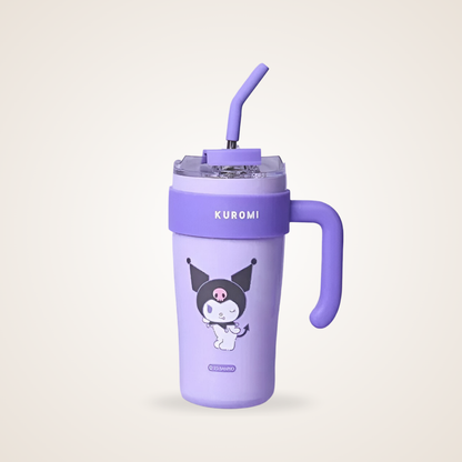 Sanrio-Themed Coffee Tumbler – Cute Double Wall Insulated Travel Mug with Lid | Hello Kitty, Kuromi & Friends Edition