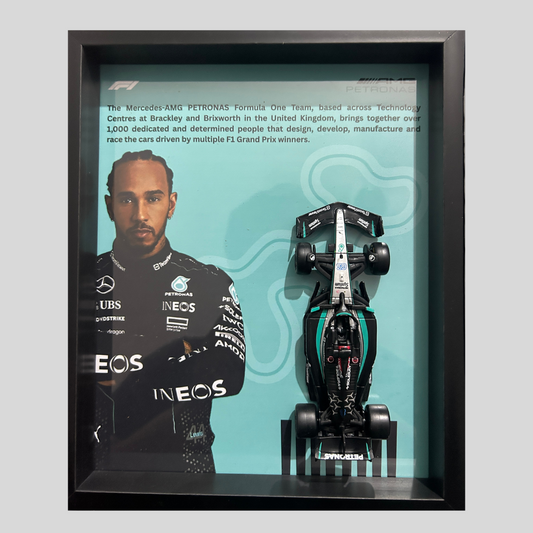 Lewis Hamilton with Bburagos F1 AMG Petronas Diecast Car Frame 1:43  – 3D Wall Art