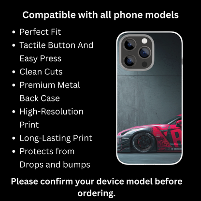 Premium Metal Mobile Back Cover – Nissan GT-R Motorsport Inspired Design | High-Gloss Finish | Slim Easy Fit | Scratch & Impact Resistant Luxury Case