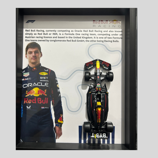 Max Verstappen with Bburagos F1 Red Bull Racing Oracle Diecast Car Frame 1:43  – 3D Wall Art