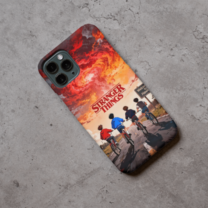 Premium Metal Mobile Back Cover – Stranger Things Upside Down Adventure Design | High-Gloss Finish | Slim Easy Fit | Scratch & Impact Resistant Luxury Case