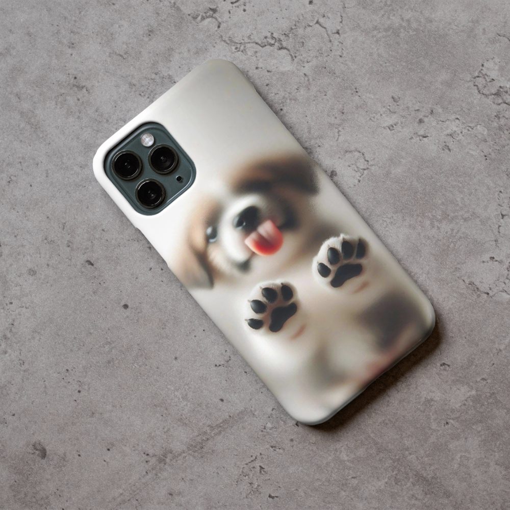 Cute Puppy Frosted Glass Effect Phone Case – Premium Metal Back Cover with Soft Blur Dog Design, Shockproof Slim Protective Case for All Smartphone Models