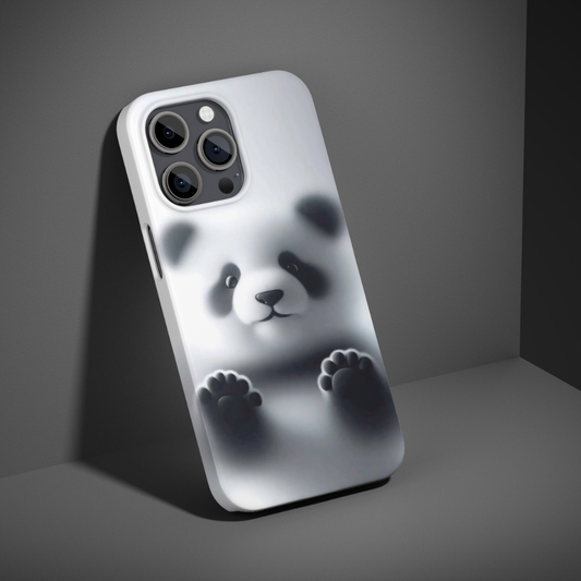 Cute Panda Frosted Glass Effect Phone Case – Premium Metal Back Cover with Soft Blur Aesthetic Design, Shockproof Slim Protective Case for All Smartphone Models