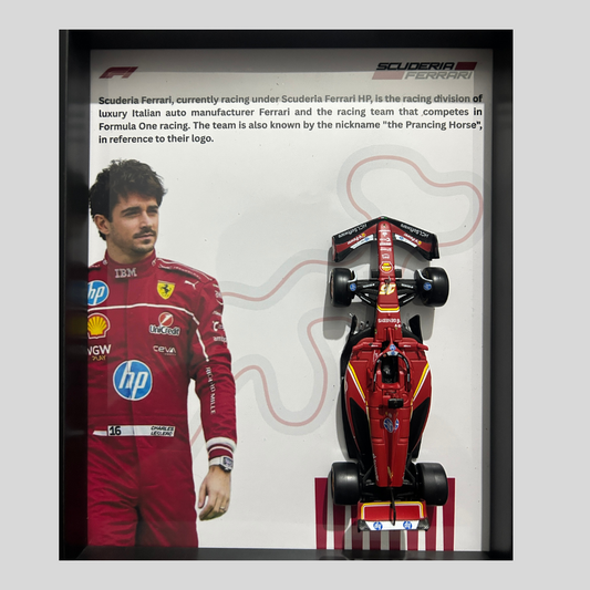 Charles Lelerc with Bburagos F1 Scuderia Ferrari Diecast Car Frame 1:43  – 3D Wall Art