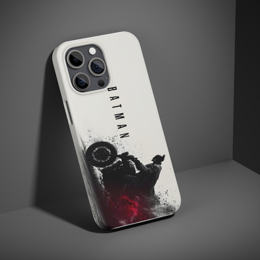 BATMAN Inspired Phone Case | Dark Knight Motorcycle Action Design | Premium Metal Back Cover | Shockproof Slim Protective Case