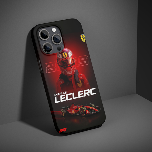 Formula 1 Racing Mobile Back Cover | Charles Leclerc Inspired Ferrari F1 Driver Design | Premium Hard Back Slim Protective Phone Case | Compatible with Multiple Phone Models