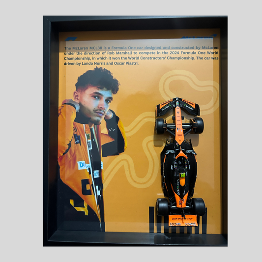 Lando Norris with Bburagos Mclaren F1 MCL38 Diecast Car Frame 1:43  – 3D Wall Art